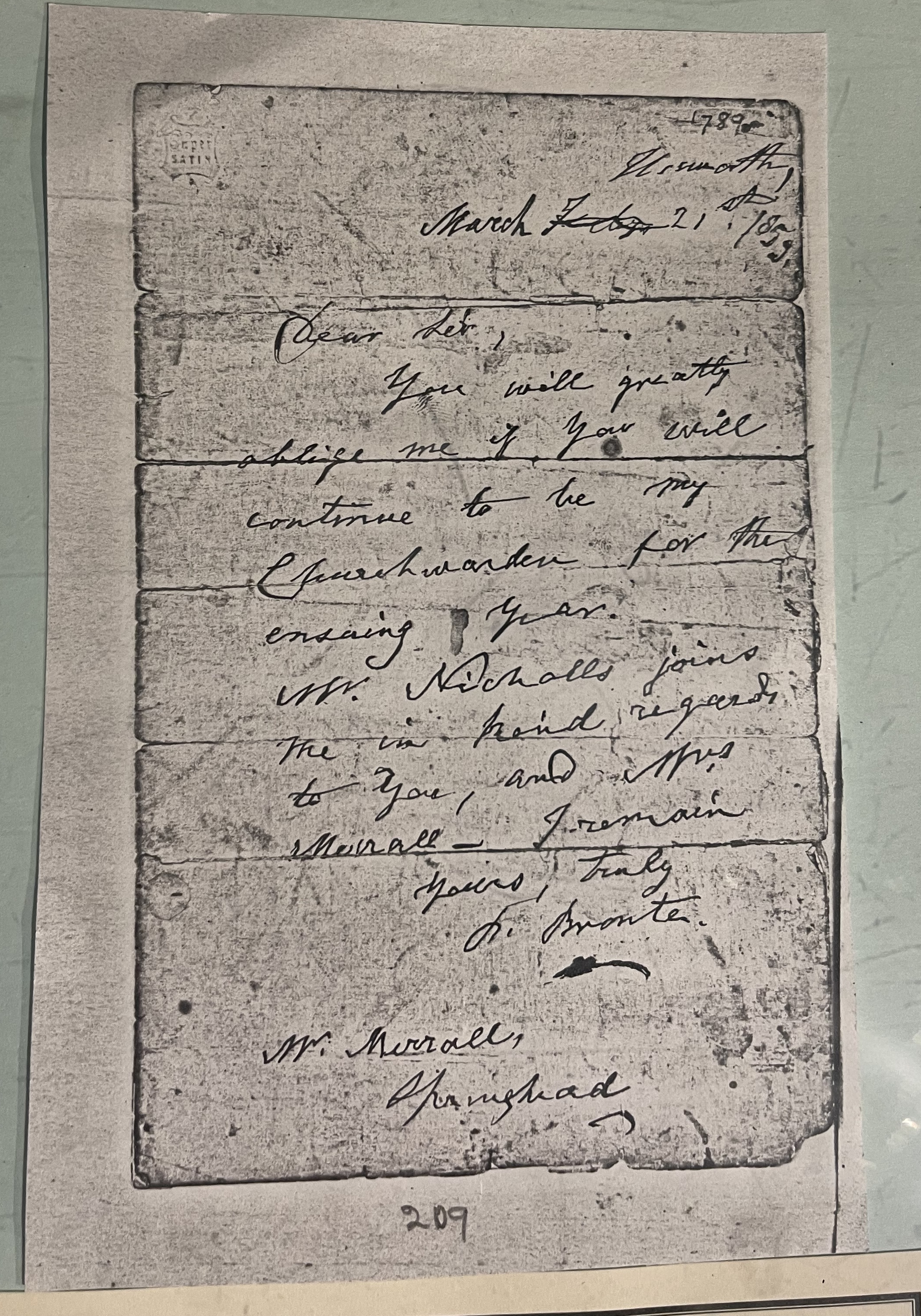 Charlotte Bronte Marriage Certificate